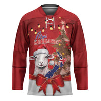 Personalized New Zealand Sheep Christmas Hockey Jersey Hipi Meri Kirihimete Silver Fern Xmas Tree - Polynesian Pride