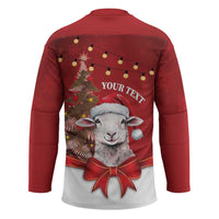 Personalized New Zealand Sheep Christmas Hockey Jersey Hipi Meri Kirihimete Silver Fern Xmas Tree - Polynesian Pride