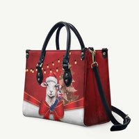 Personalized New Zealand Sheep Christmas Leather Bag Hipi Meri Kirihimete Silver Fern Xmas Tree - Polynesian Pride