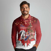 Personalized New Zealand Sheep Christmas Long Sleeve Polo Shirt Hipi Meri Kirihimete Silver Fern Xmas Tree - Polynesian Pride