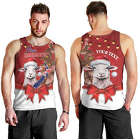 Personalized New Zealand Sheep Christmas Men Tank Top Hipi Meri Kirihimete Silver Fern Xmas Tree - Polynesian Pride