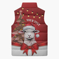 Personalized New Zealand Sheep Christmas Sleeveless Puffer Jacket Hipi Meri Kirihimete Silver Fern Xmas Tree - Polynesian Pride