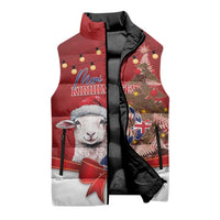 Personalized New Zealand Sheep Christmas Sleeveless Puffer Jacket Hipi Meri Kirihimete Silver Fern Xmas Tree - Polynesian Pride