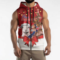 Personalized New Zealand Sheep Christmas Sleeveless Zip Hoodie Hipi Meri Kirihimete Silver Fern Xmas Tree - Polynesian Pride