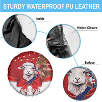 Personalized New Zealand Sheep Christmas Spare Tire Cover Hipi Meri Kirihimete Silver Fern Xmas Tree - Polynesian Pride