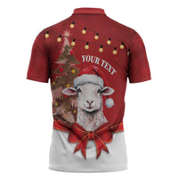 Personalized New Zealand Sheep Christmas Zipper Polo Shirt Hipi Meri Kirihimete Silver Fern Xmas Tree - Polynesian Pride