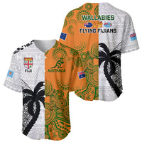 Fiji And Australia Rugby Baseball Jersey 2023 World Cup Aboriginal Mix Tapa Pattern LT14 - Polynesian Pride