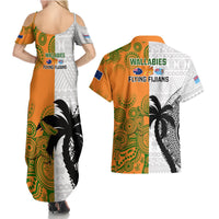 Fiji And Australia Rugby Couples Matching Summer Maxi Dress and Hawaiian Shirt 2023 World Cup Aboriginal Mix Tapa Pattern LT14 - Polynesian Pride