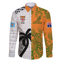 fiji-and-australia-rugby-family-matching-short-sleeve-bodycon-dress-and-hawaiian-shirt-2023-world-cup-aboriginal-mix-tapa-pattern