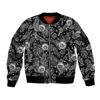 Hawaii Christmas Sleeve Zip Bomber Jacket Tropical Style With Coat Of Arms LT14 Unisex Black - Polynesian Pride