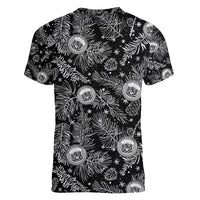 Hawaii Christmas Women V Neck T Shirt Tropical Style With Coat Of Arms LT14 - Polynesian Pride