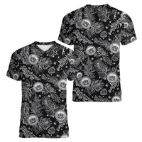 Hawaii Christmas Women V Neck T Shirt Tropical Style With Coat Of Arms LT14 - Polynesian Pride