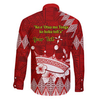 Personalised Tonga King Tupou I Day Family Matching Long Sleeve Bodycon Dress and Hawaiian Shirt Tongan Ngatu Pattern With Crown LT14 - Polynesian Pride