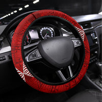 Tonga King Tupou I Day Steering Wheel Cover Tongan Ngatu Pattern With Crown LT14 Universal Fit Red - Polynesian Pride