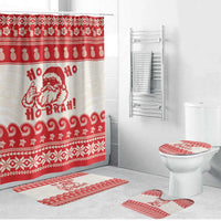 Red Mele Kalikimaka Hawaii Bathroom Set Funny Ho Ho Ho Santa Shaka - Polynesian Pride