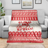 Red Mele Kalikimaka Hawaii Blanket Funny Ho Ho Ho Santa Shaka - Polynesian Pride