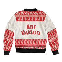 Red Mele Kalikimaka Hawaii Bomber Jacket Funny Ho Ho Ho Santa Shaka - Polynesian Pride