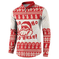 Red Mele Kalikimaka Hawaii Button Sweatshirt Funny Ho Ho Ho Santa Shaka - Polynesian Pride