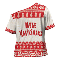 Red Mele Kalikimaka Hawaii Cross Shoulder Shirt Funny Ho Ho Ho Santa Shaka - Polynesian Pride