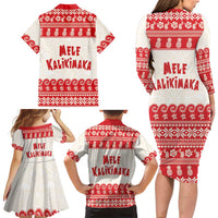 Red Mele Kalikimaka Hawaii Family Matching Long Sleeve Bodycon Dress and Hawaiian Shirt Funny Ho Ho Ho Santa Shaka LT14 - Polynesian Pride