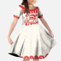 Red Mele Kalikimaka Hawaii Family Matching Mermaid Dress and Hawaiian Shirt Funny Ho Ho Ho Santa Shaka LT14 Daughter's Dress Red - Polynesian Pride