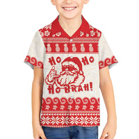 Red Mele Kalikimaka Hawaii Family Matching Mermaid Dress and Hawaiian Shirt Funny Ho Ho Ho Santa Shaka LT14 Son's Shirt Red - Polynesian Pride