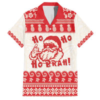 Red Mele Kalikimaka Hawaii Family Matching Off Shoulder Maxi Dress and Hawaiian Shirt Funny Ho Ho Ho Santa Shaka LT14 Dad's Shirt - Short Sleeve Red - Polynesian Pride