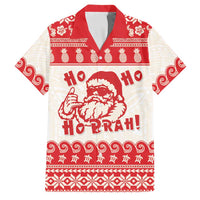 Red Mele Kalikimaka Hawaii Family Matching Summer Maxi Dress and Hawaiian Shirt Funny Ho Ho Ho Santa Shaka LT14 Dad's Shirt - Short Sleeve Red - Polynesian Pride