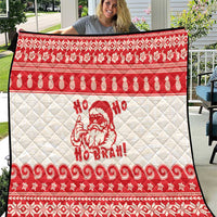 Red Mele Kalikimaka Hawaii Quilt Funny Ho Ho Ho Santa Shaka - Polynesian Pride