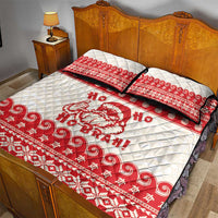 Red Mele Kalikimaka Hawaii Quilt Bed Set Funny Ho Ho Ho Santa Shaka - Polynesian Pride