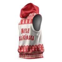 Red Mele Kalikimaka Hawaii Sleeveless Hoodie Funny Ho Ho Ho Santa Shaka - Polynesian Pride