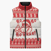 Red Mele Kalikimaka Hawaii Sleeveless Puffer Jacket Funny Ho Ho Ho Santa Shaka - Polynesian Pride