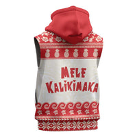 Red Mele Kalikimaka Hawaii Sleeveless Zip Hoodie Funny Ho Ho Ho Santa Shaka LT14 - Polynesian Pride