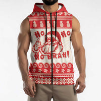Red Mele Kalikimaka Hawaii Sleeveless Zip Hoodie Funny Ho Ho Ho Santa Shaka LT14 - Polynesian Pride
