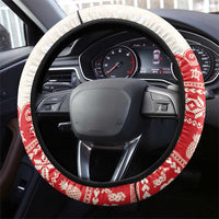 Red Mele Kalikimaka Hawaii Steering Wheel Cover Funny Ho Ho Ho Santa Shaka - Polynesian Pride