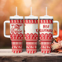 Red Mele Kalikimaka Hawaii Tumbler With Handle Funny Ho Ho Ho Santa Shaka - Polynesian Pride