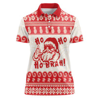Red Mele Kalikimaka Hawaii Women Polo Shirt Funny Ho Ho Ho Santa Shaka LT14 Female Red - Polynesian Pride
