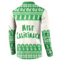 Green Mele Kalikimaka Hawaii Button Sweatshirt Funny Ho Ho Ho Santa Shaka - Polynesian Pride