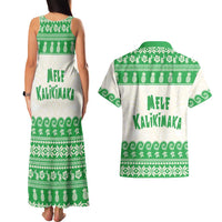 Green Mele Kalikimaka Hawaii Couples Matching Tank Maxi Dress and Hawaiian Shirt Funny Ho Ho Ho Santa Shaka LT14 - Polynesian Pride