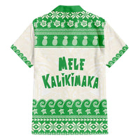 Green Mele Kalikimaka Hawaii Family Matching Off Shoulder Short Dress and Hawaiian Shirt Funny Ho Ho Ho Santa Shaka LT14 - Polynesian Pride