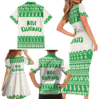 Green Mele Kalikimaka Hawaii Family Matching Short Sleeve Bodycon Dress and Hawaiian Shirt Funny Ho Ho Ho Santa Shaka LT14 - Polynesian Pride