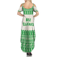 Green Mele Kalikimaka Hawaii Family Matching Summer Maxi Dress and Hawaiian Shirt Funny Ho Ho Ho Santa Shaka - Polynesian Pride