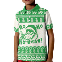 Green Mele Kalikimaka Hawaii Kid Polo Shirt Funny Ho Ho Ho Santa Shaka LT14 Kid Green - Polynesian Pride