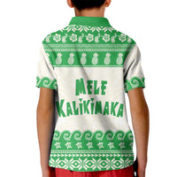 Green Mele Kalikimaka Hawaii Kid Polo Shirt Funny Ho Ho Ho Santa Shaka LT14 - Polynesian Pride