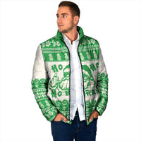 Green Mele Kalikimaka Hawaii Padded Jacket Funny Ho Ho Ho Santa Shaka - Polynesian Pride