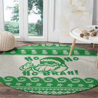 Green Mele Kalikimaka Hawaii Round Carpet Funny Ho Ho Ho Santa Shaka - Polynesian Pride