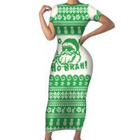 Green Mele Kalikimaka Hawaii Short Sleeve Bodycon Dress Funny Ho Ho Ho Santa Shaka LT14 Long Dress Green - Polynesian Pride