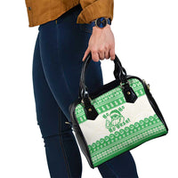 Green Mele Kalikimaka Hawaii Shoulder Handbag Funny Ho Ho Ho Santa Shaka - Polynesian Pride