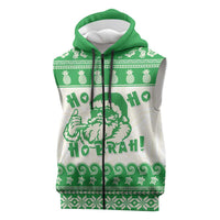 Green Mele Kalikimaka Hawaii Sleeveless Zip Hoodie Funny Ho Ho Ho Santa Shaka LT14 Green - Polynesian Pride