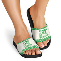 Green Mele Kalikimaka Hawaii Slide Sandals Funny Ho Ho Ho Santa Shaka - Polynesian Pride